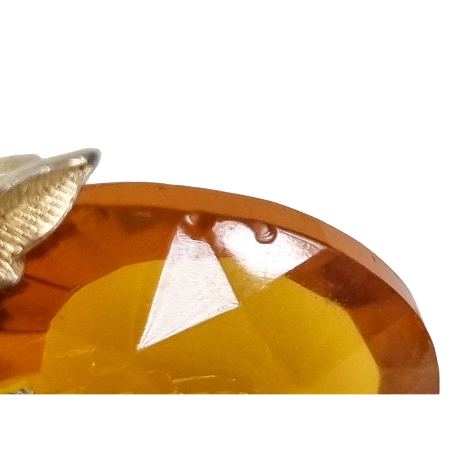 Vintage 1970's amber glass Sarah Coventry novelty pineapple brooch pendant