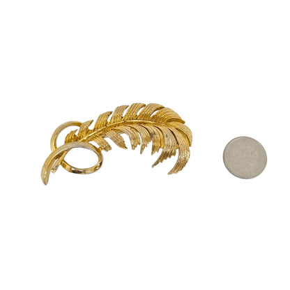Vintage retro 1950's gold tone Sarah Coventry feather brooch