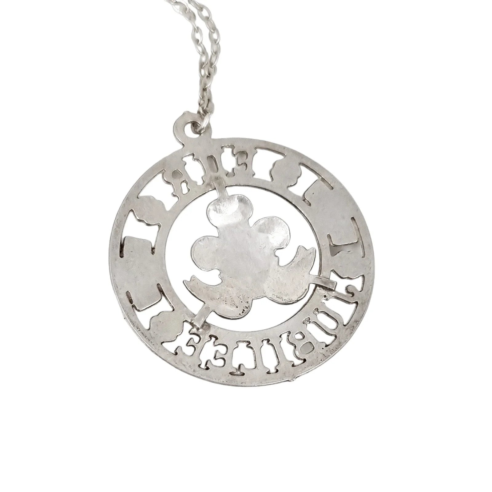Vintage Elizabeth II 1977 Silver Jubilee openwork pendant necklace on sterling rolo chain
