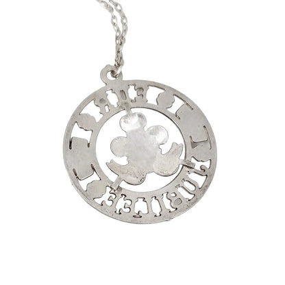 Vintage Elizabeth II 1977 Silver Jubilee openwork pendant necklace on sterling rolo chain