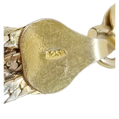 Vintage Italian 1980’s sterling silver triple-strand woven snake bracelet with yellow and rose gold-plating