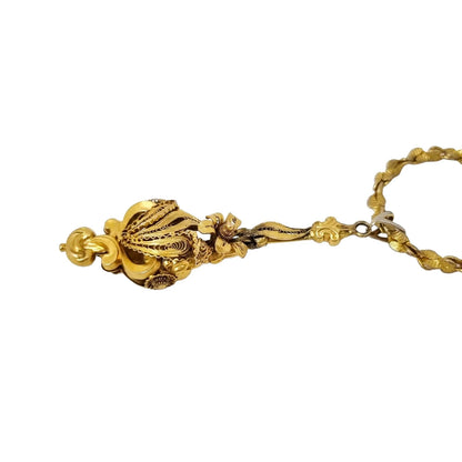 1820’s Georgian pinchbeck gold torpedo chandelier pendant decorated with cannetille and filigree