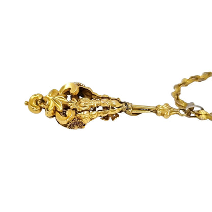 1820’s Georgian pinchbeck gold torpedo chandelier pendant decorated with cannetille and filigree
