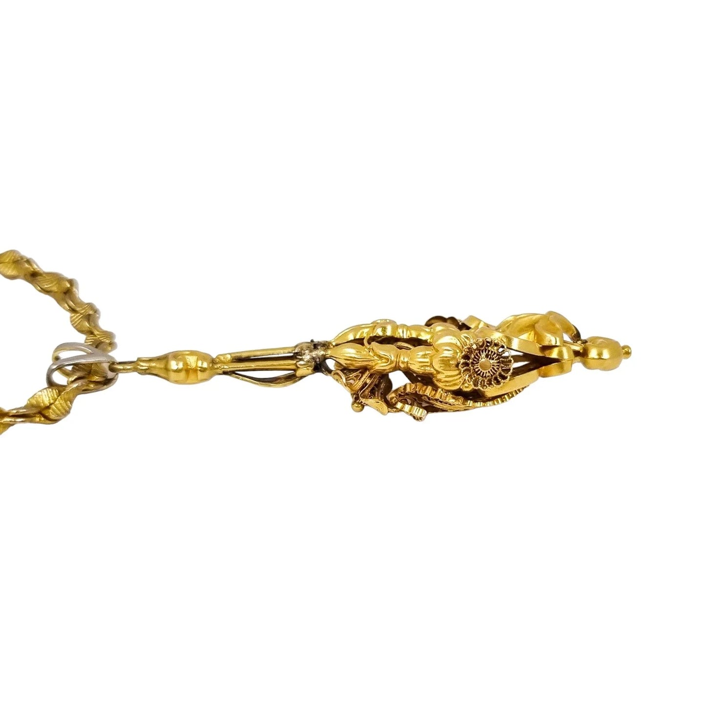 1820’s Georgian pinchbeck gold torpedo chandelier pendant decorated with cannetille and filigree