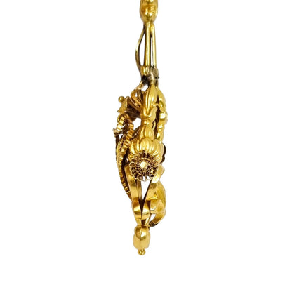 1820’s Georgian pinchbeck gold torpedo chandelier pendant decorated with cannetille and filigree