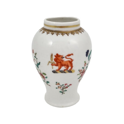 19th century Edmé Samson armorial porcelain baluster vase with lion crest in Chinese export style