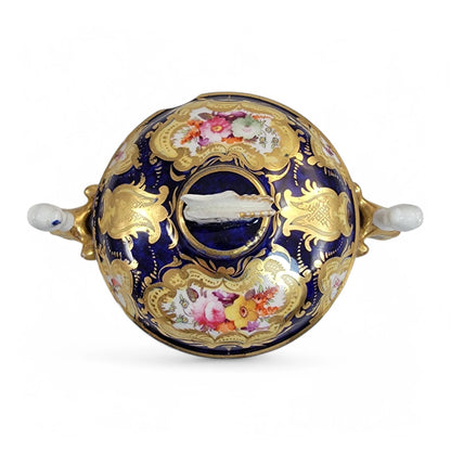 Regency era Coalport Pembroke chocolate cup and caucer, winged harpy handles