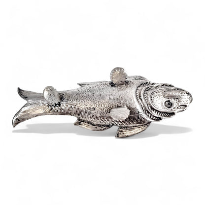 Rare 19th-Century Kutch Indian Silver Dish Modelled as a Fish and Snake, c. 1890