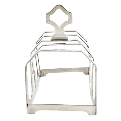 Harrods sterling silver Art Deco 5-bar toast rack with 4 slots