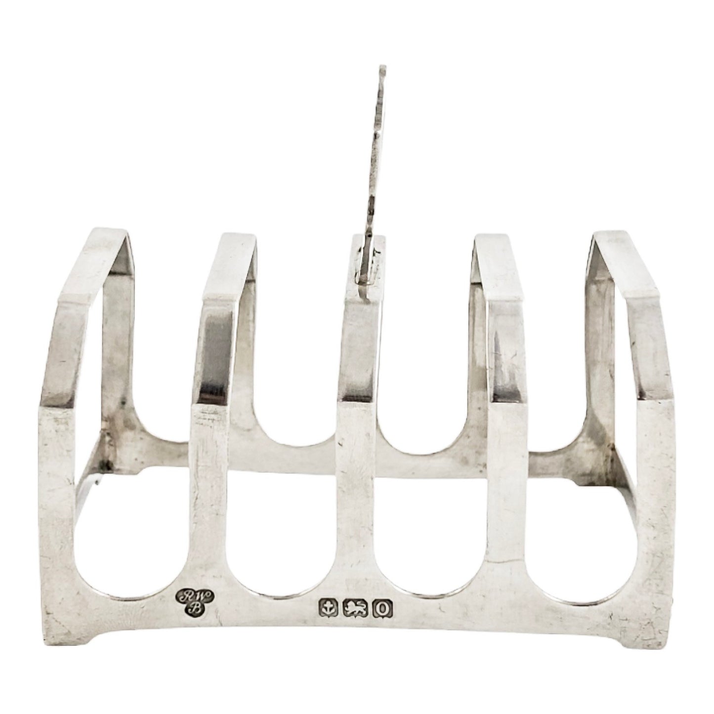 Harrods sterling silver Art Deco 5-bar toast rack with 4 slots