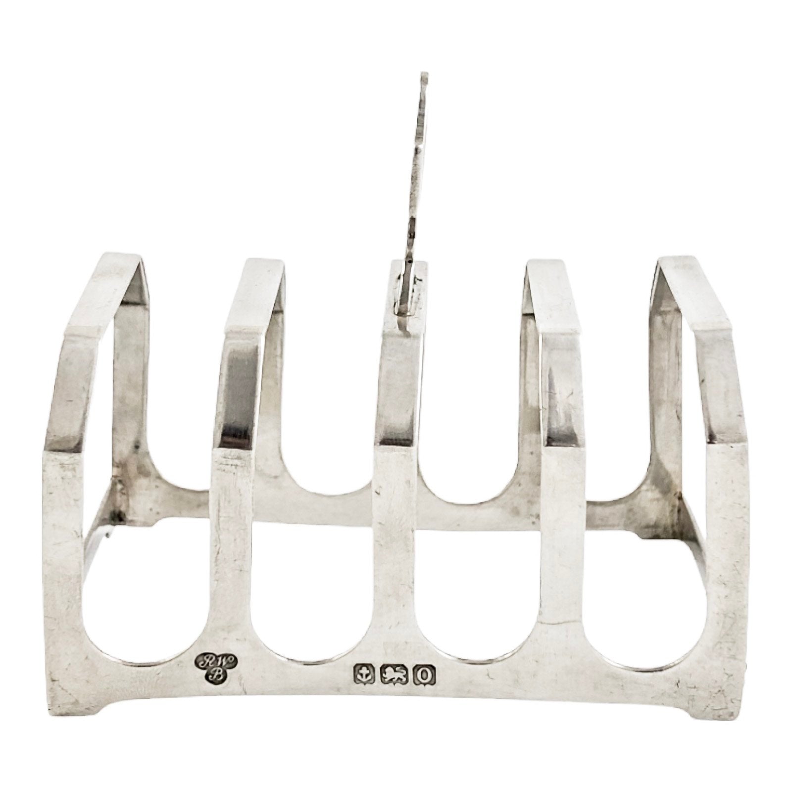Harrods sterling silver Art Deco 5-bar toast rack with 4 slots