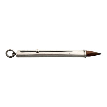 Edwardian Sampson Mordan sterling silver carpenter’s sliding push pencil with bale for necklace