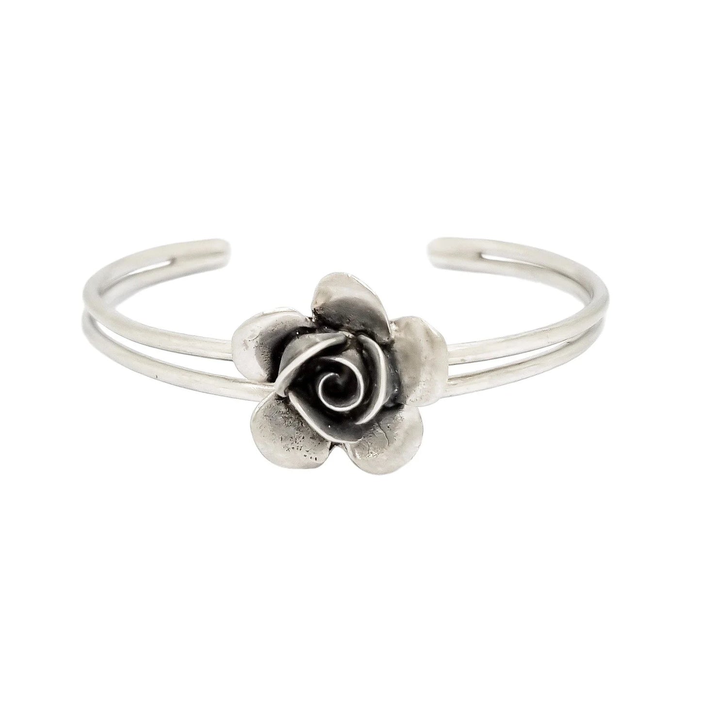 1970's sterling silver Erik Dennung Danish Modernist cuff rose bracelet