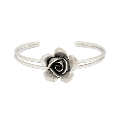 1970's sterling silver Erik Dennung Danish Modernist cuff rose bracelet
