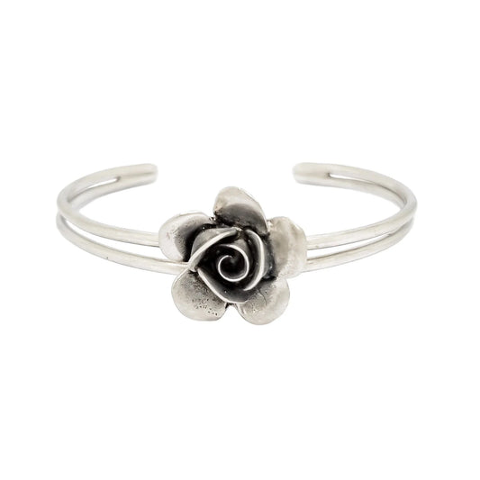 1970's sterling silver Erik Dennung Danish Modernist cuff rose bracelet