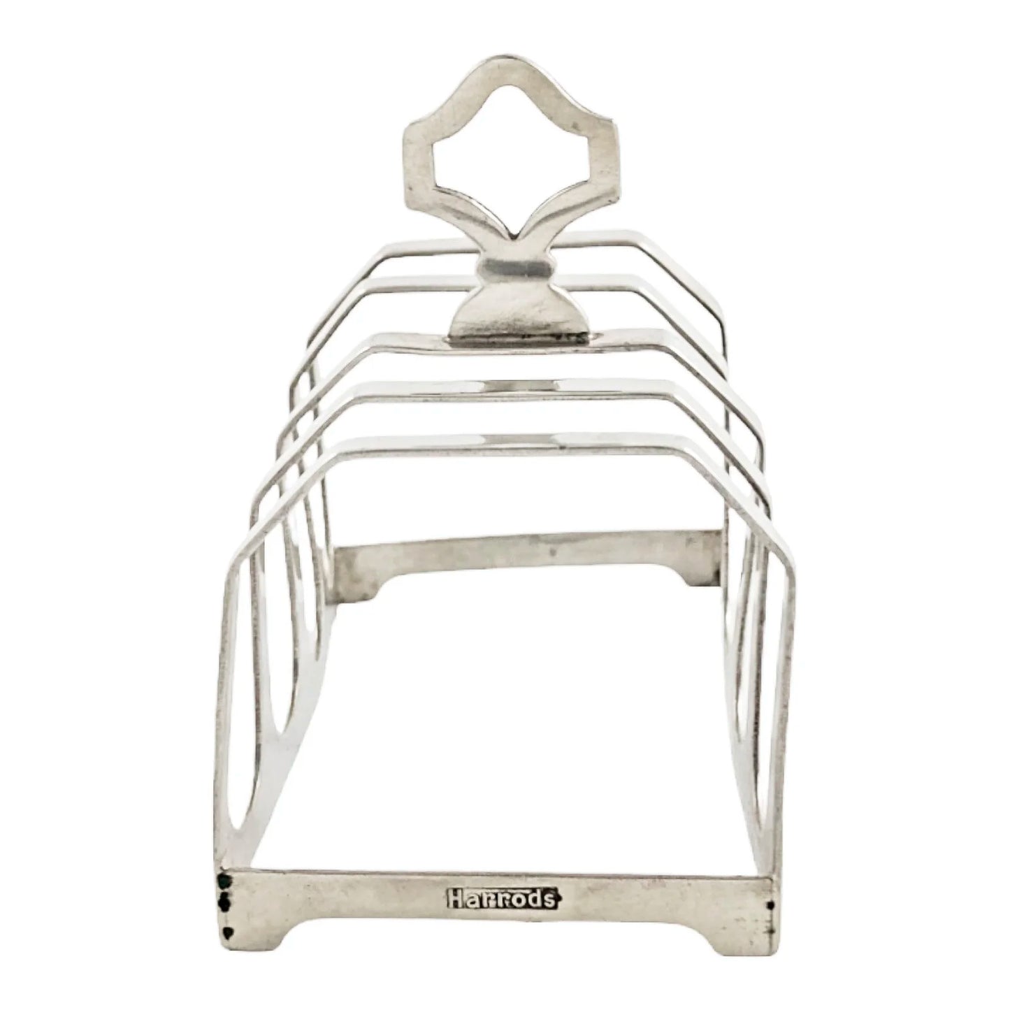 Harrods sterling silver Art Deco 5-bar toast rack with 4 slots