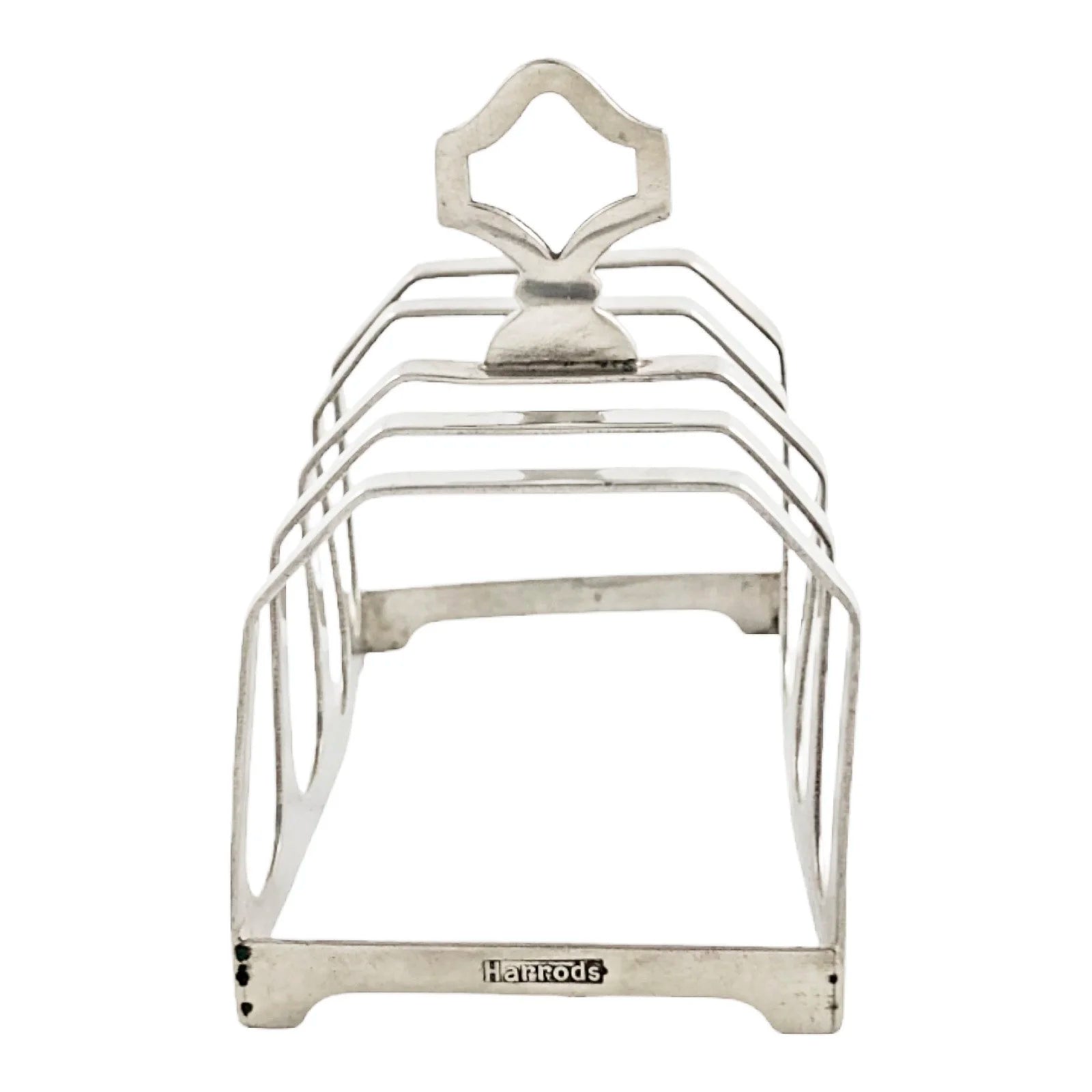 Harrods sterling silver Art Deco 5-bar toast rack with 4 slots