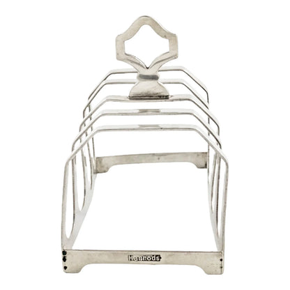 Harrods sterling silver Art Deco 5-bar toast rack with 4 slots