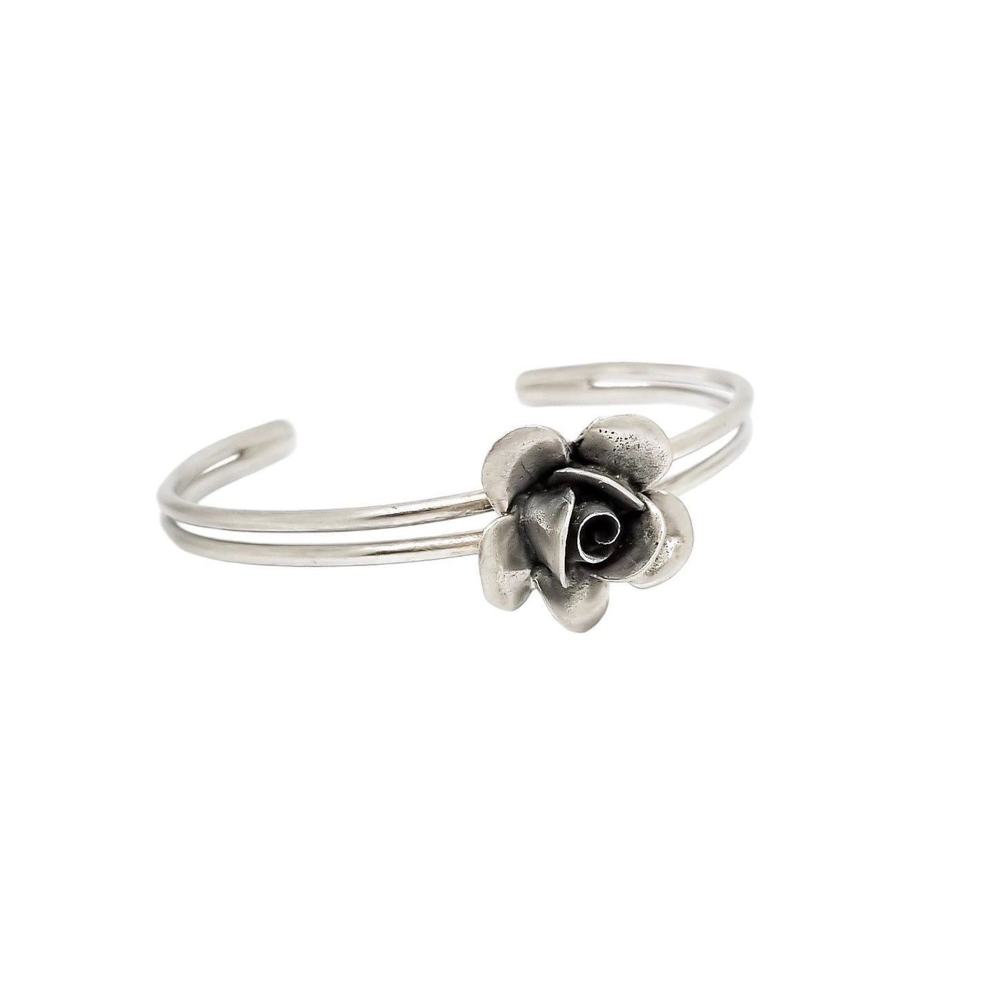 1970's sterling silver Erik Dennung Danish Modernist cuff rose bracelet