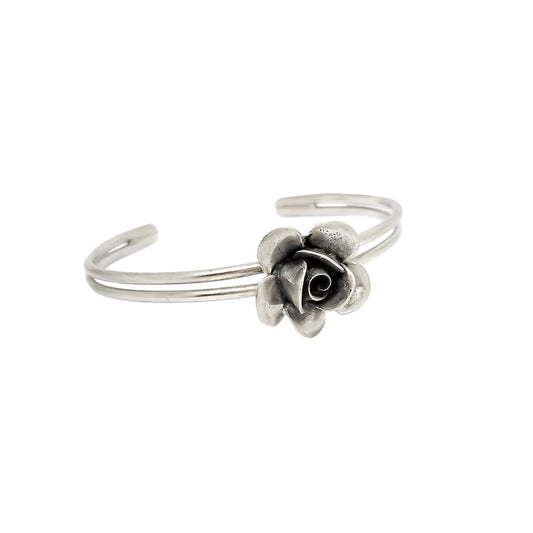 1970's sterling silver Erik Dennung Danish Modernist cuff rose bracelet