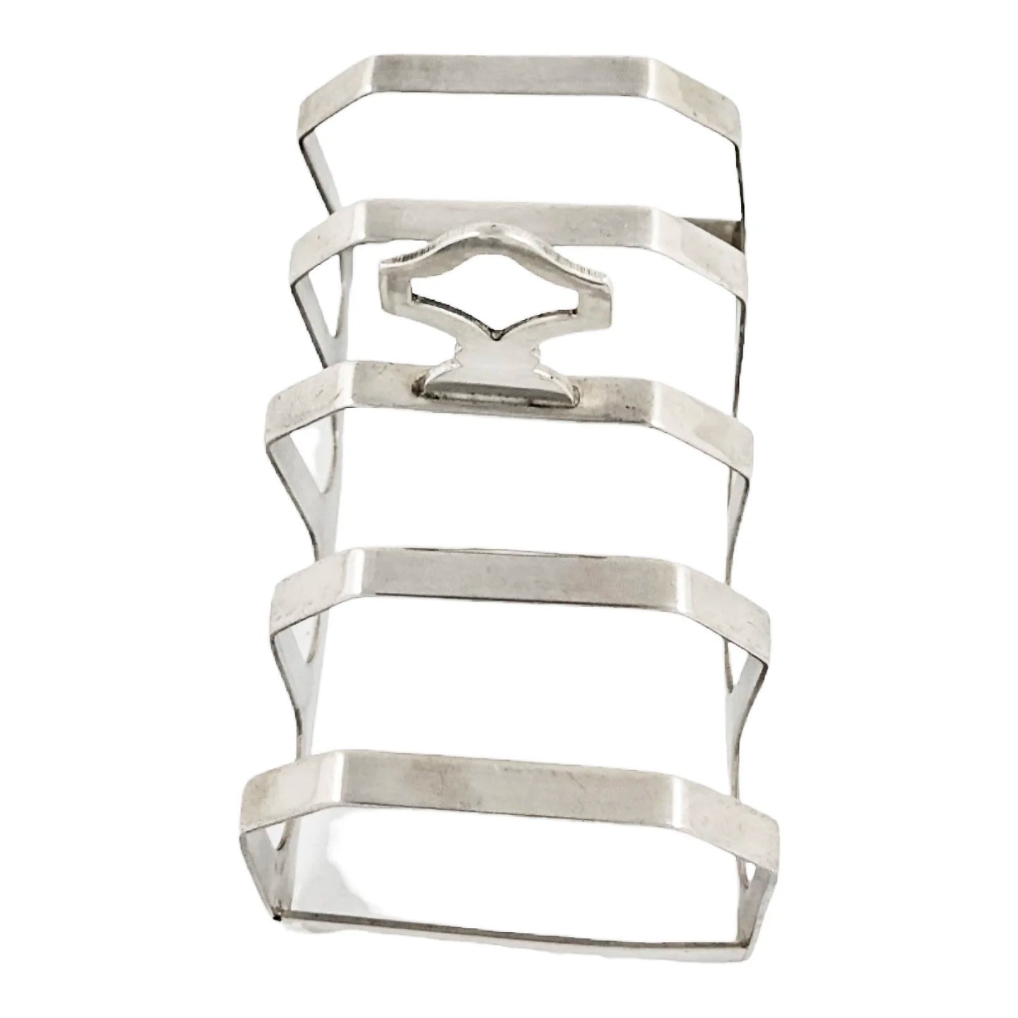 Harrods sterling silver Art Deco 5-bar toast rack with 4 slots
