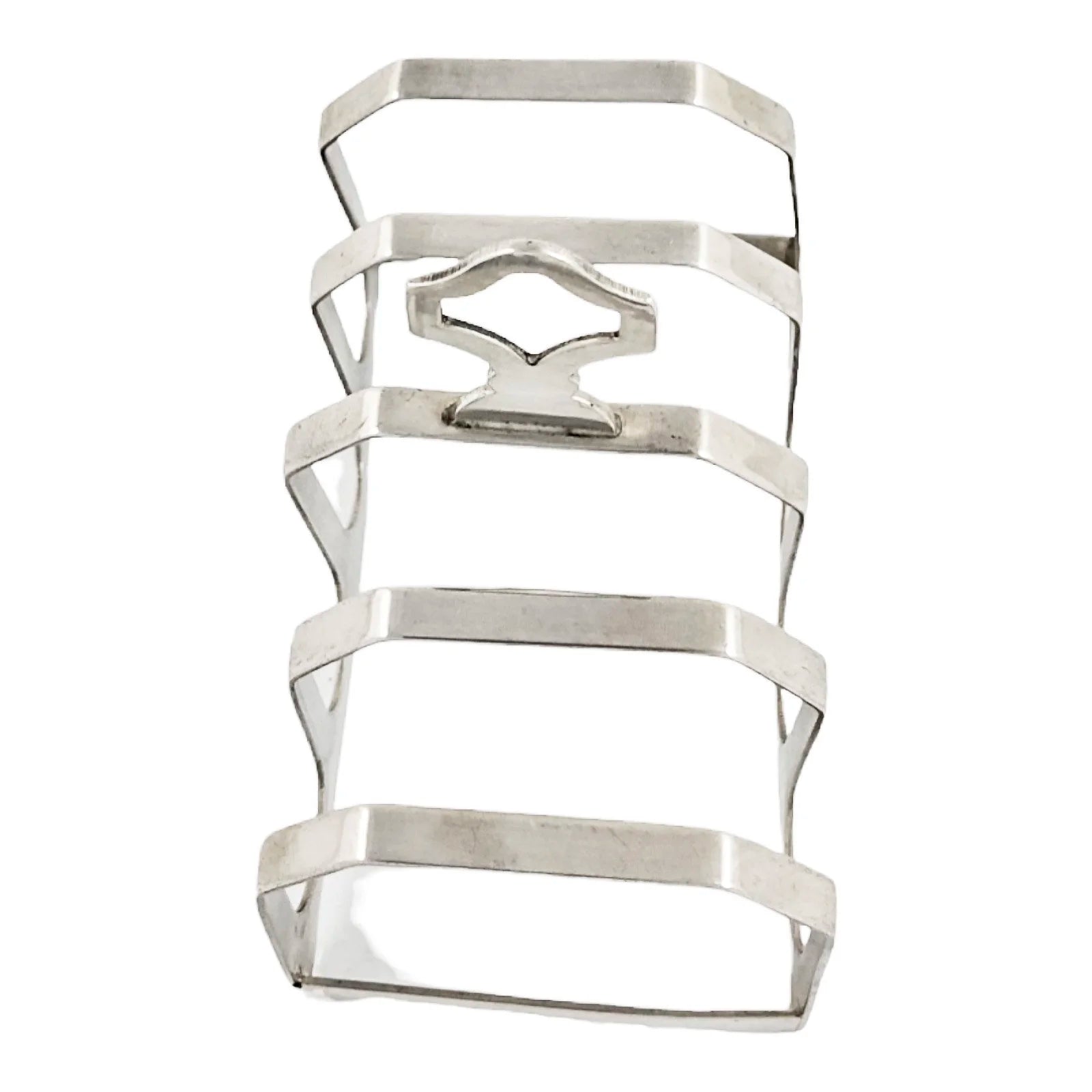 Harrods sterling silver Art Deco 5-bar toast rack with 4 slots