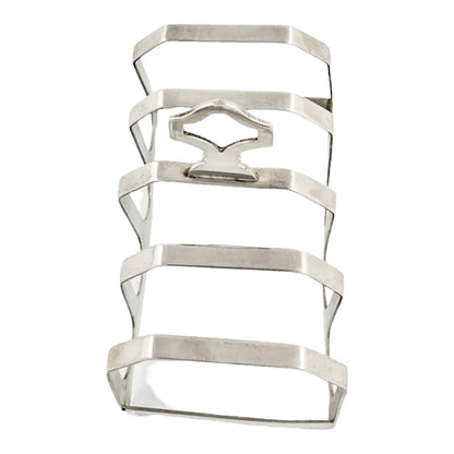 Harrods sterling silver Art Deco 5-bar toast rack with 4 slots