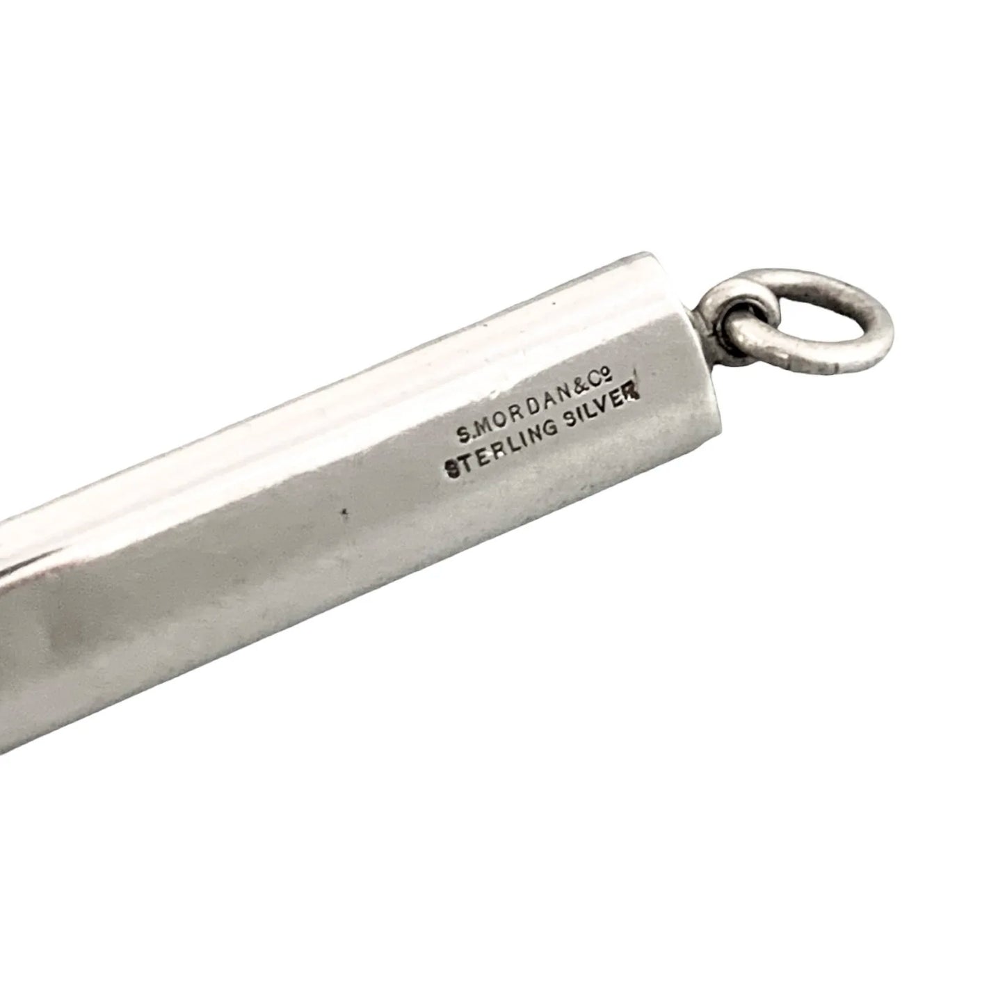 Edwardian Sampson Mordan sterling silver carpenter’s sliding push pencil with bale for necklace
