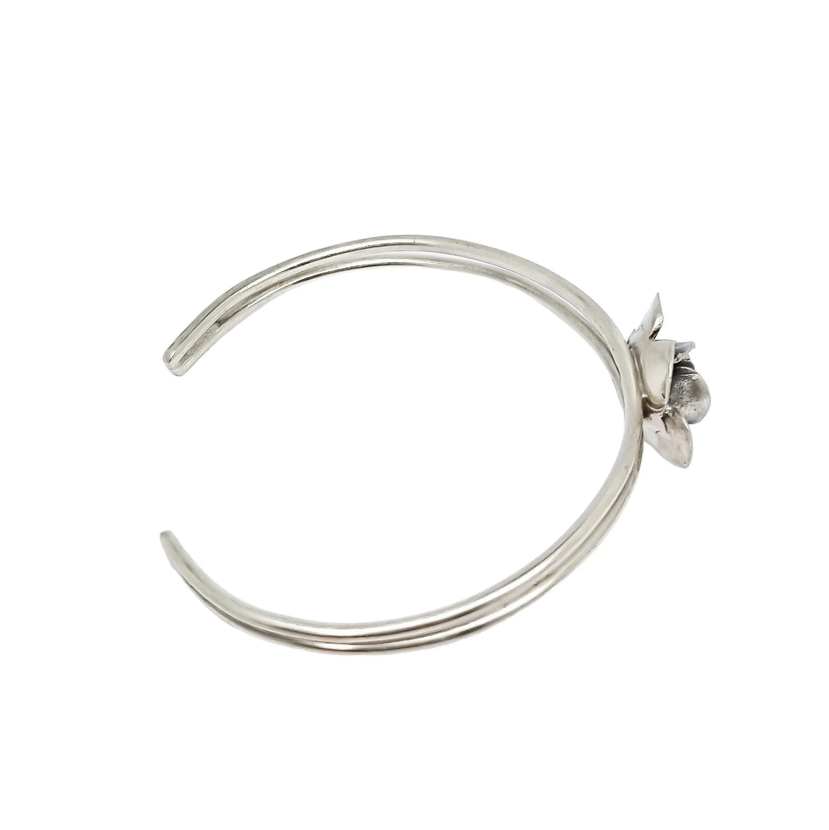 1970's sterling silver Erik Dennung Danish Modernist cuff rose bracelet