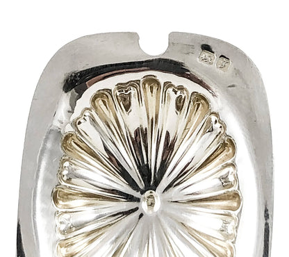 Edwardian Chester sterling silver fluted condiment set - mustard pot, salt and pepperette