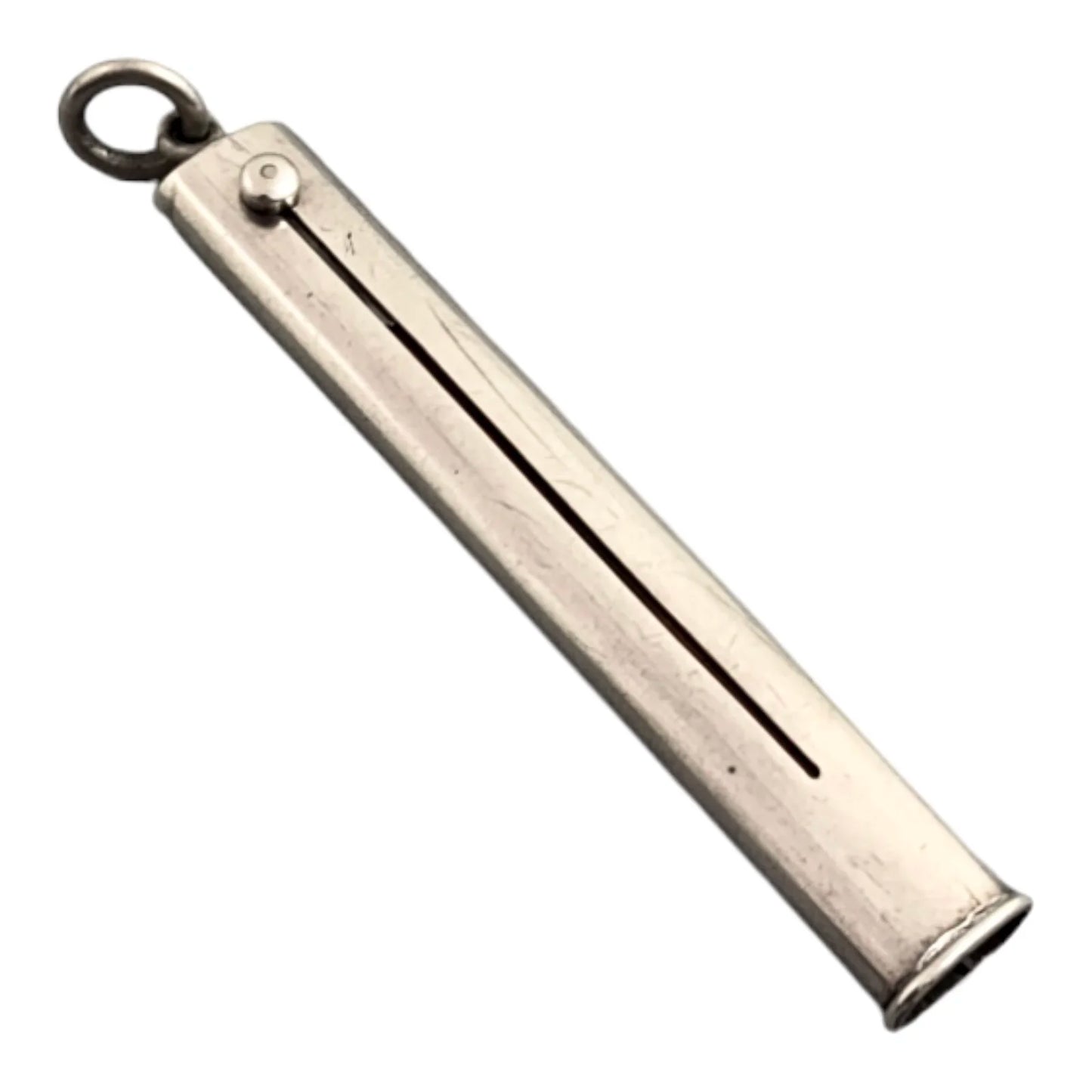 Edwardian Sampson Mordan sterling silver carpenter’s sliding push pencil with bale for necklace