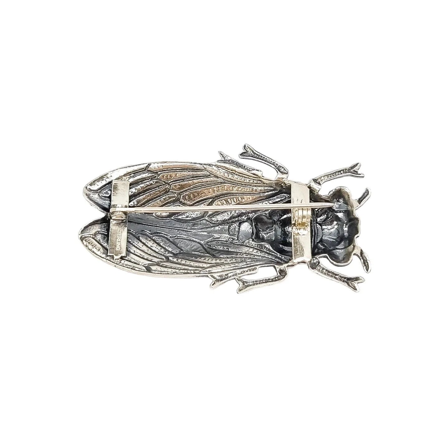 Sterling silver enamel bug / beetle statement brooch