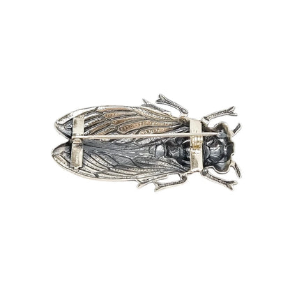Sterling silver enamel bug / beetle statement brooch