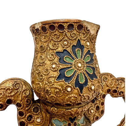 Victorian 1890's Wilhelm Schiller & Sohn twin-handled pottery vase in Islamic style