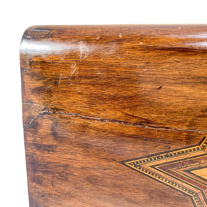 Victorian walnut workbox / jewellery storage box with working key and lift out lid