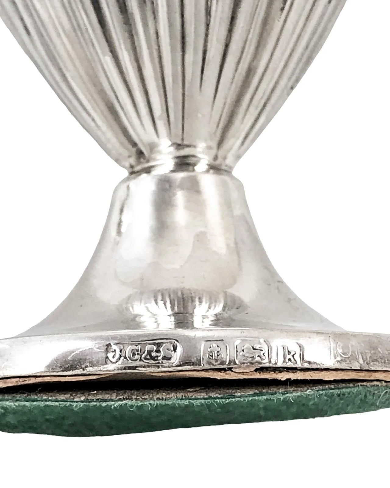 Edwardian Chester sterling silver fluted condiment set - mustard pot, salt and pepperette