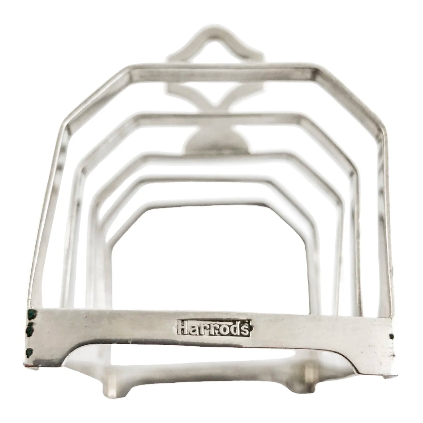 Harrods sterling silver Art Deco 5-bar toast rack with 4 slots