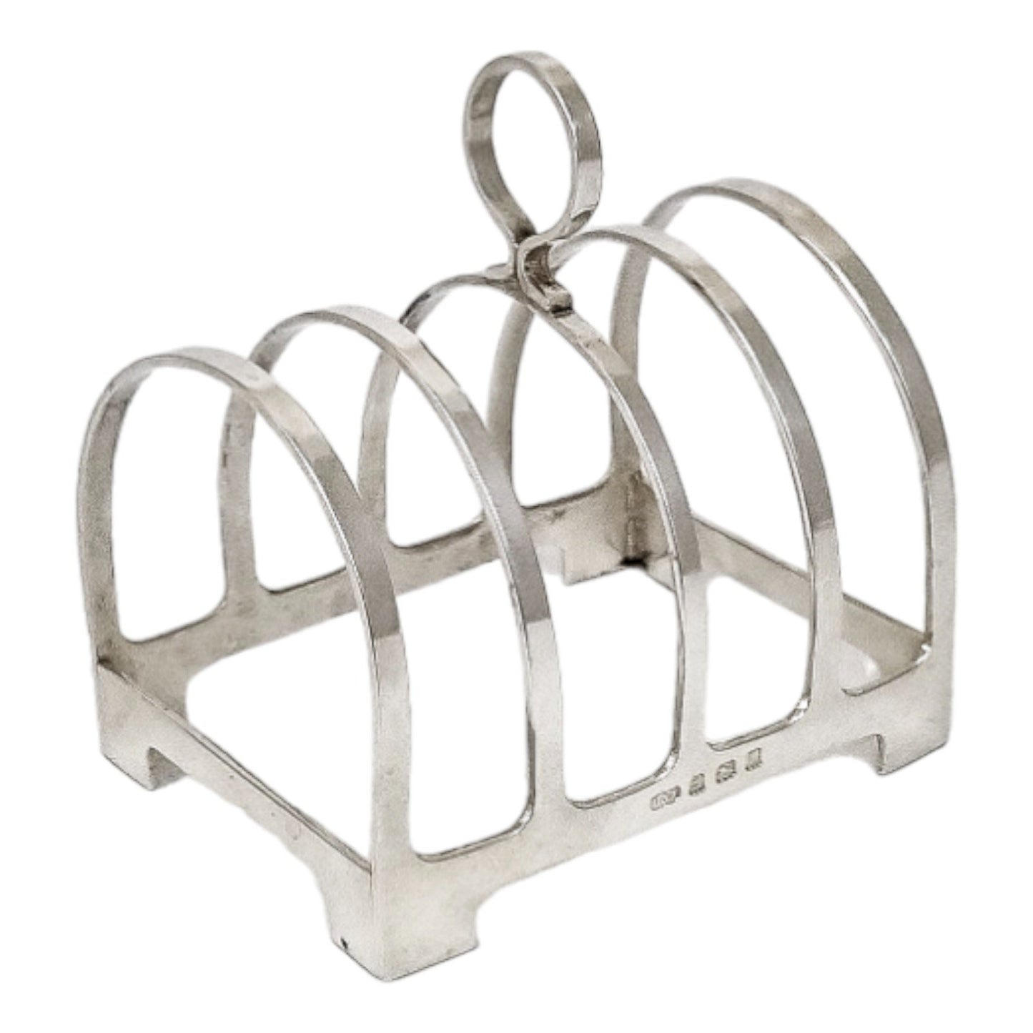 Art Deco sterling silver bachelor's 5-bar toast / letter rack with 4 slots
