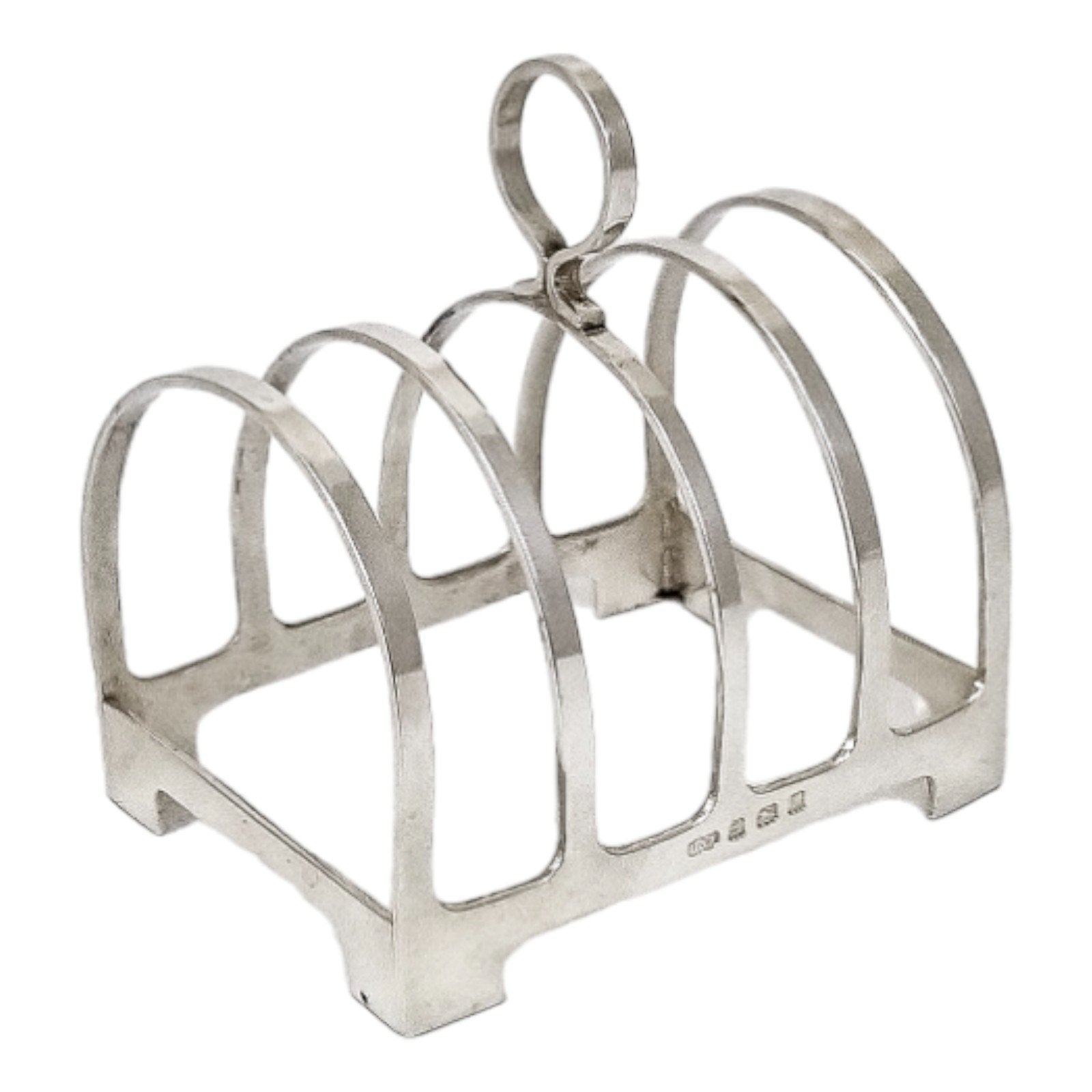 Art Deco sterling silver bachelor's 5-bar toast / letter rack with 4 slots