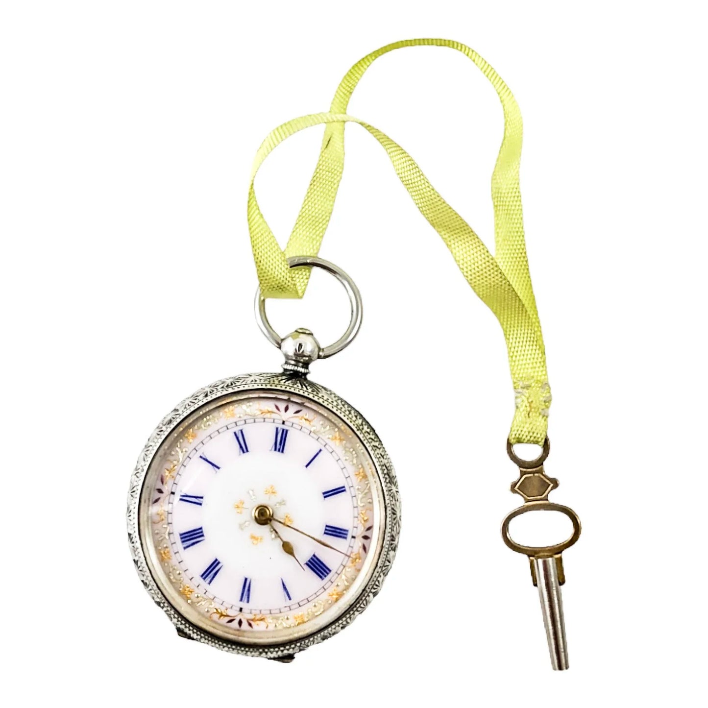Working late 19th century Swiss 935 silver & enamel ladies pocket watch