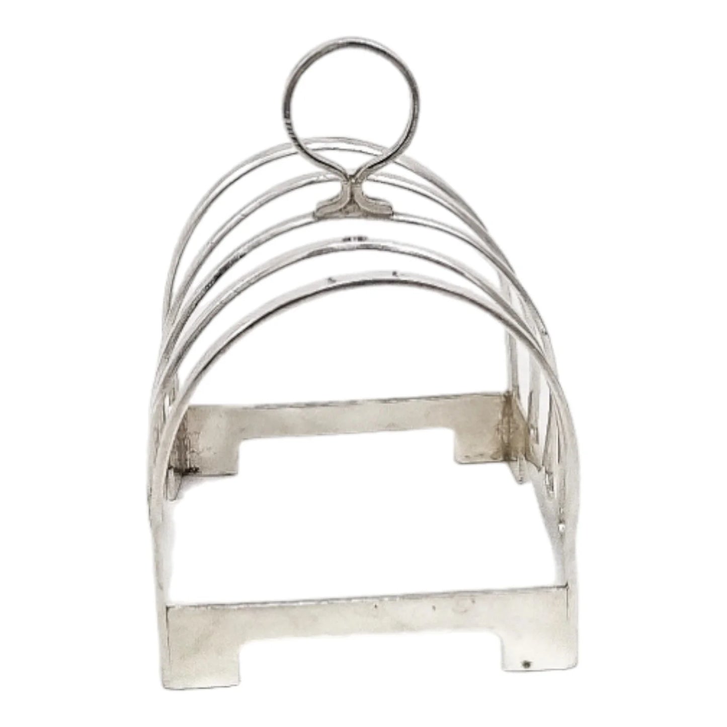 Art Deco sterling silver bachelor's 5-bar toast / letter rack with 4 slots