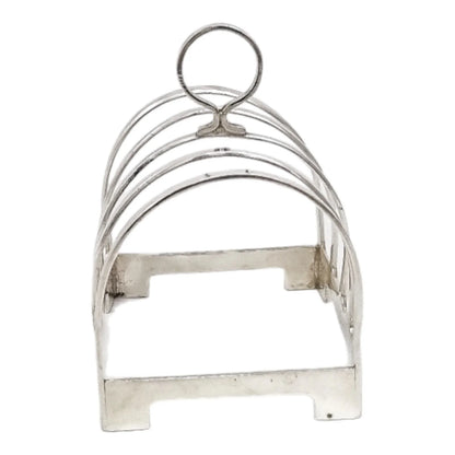 Art Deco sterling silver bachelor's 5-bar toast / letter rack with 4 slots