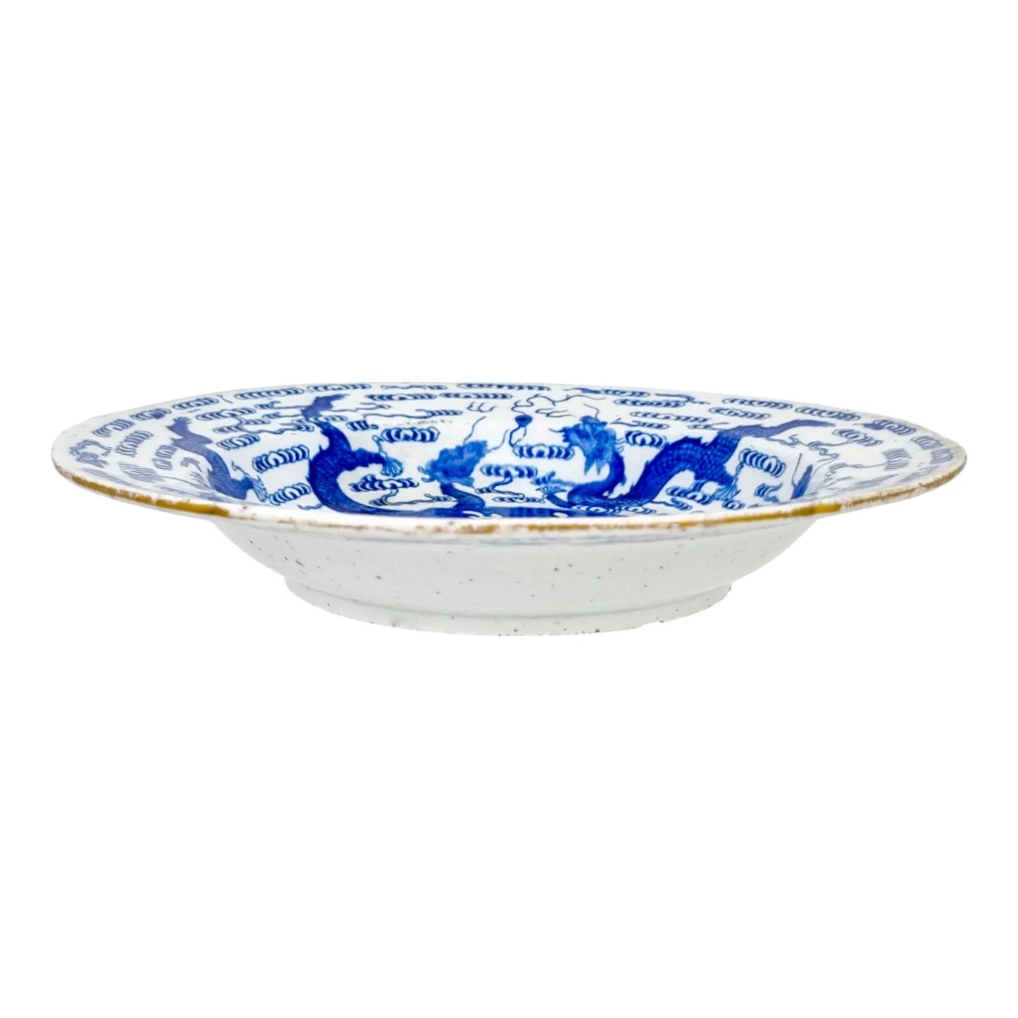 George III First Period Worcester Chinoiserie blue and white porcelain dragon bowl