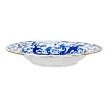 George III First Period Worcester Chinoiserie blue and white porcelain dragon bowl