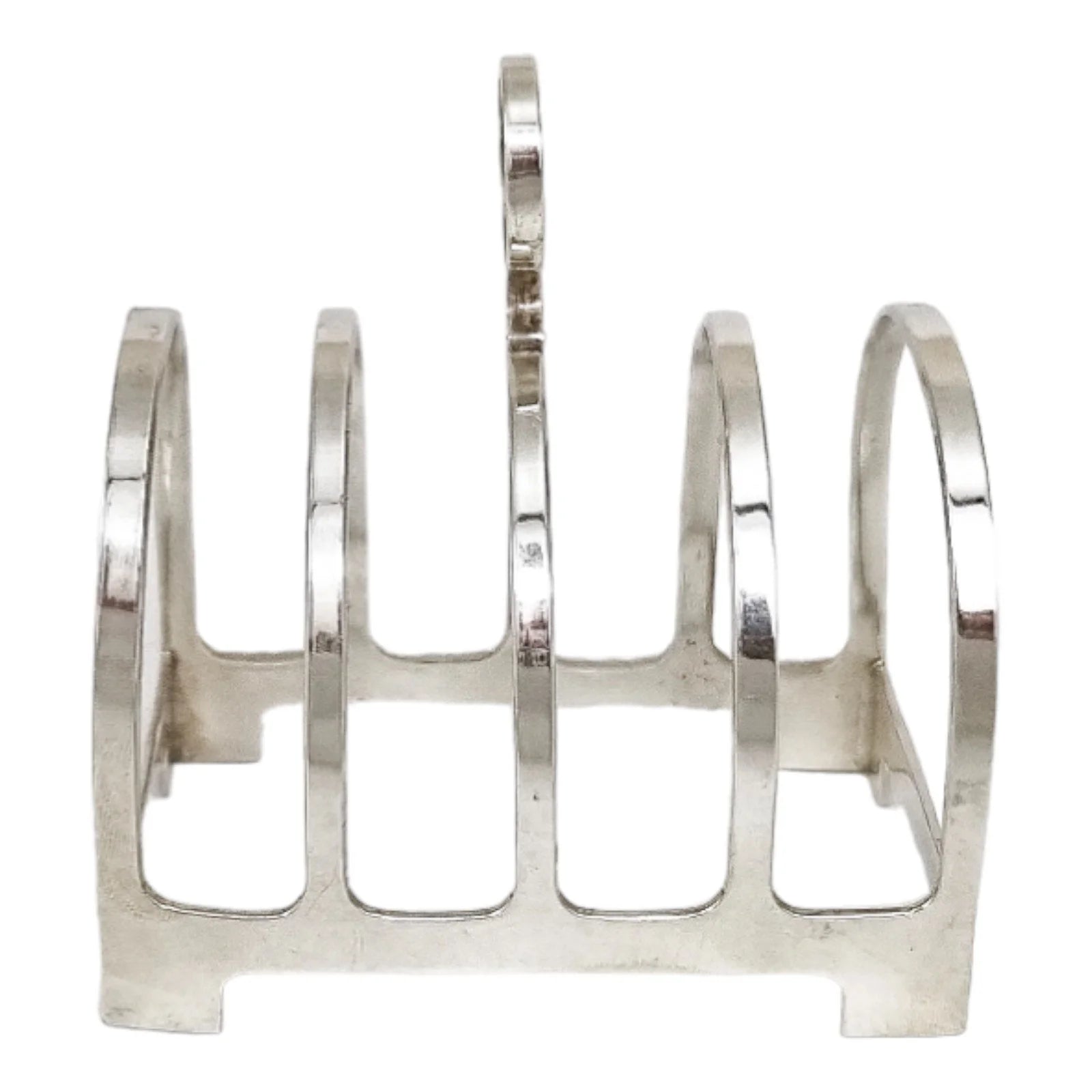 Art Deco sterling silver bachelor's 5-bar toast / letter rack with 4 slots
