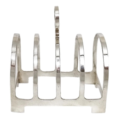Art Deco sterling silver bachelor's 5-bar toast / letter rack with 4 slots