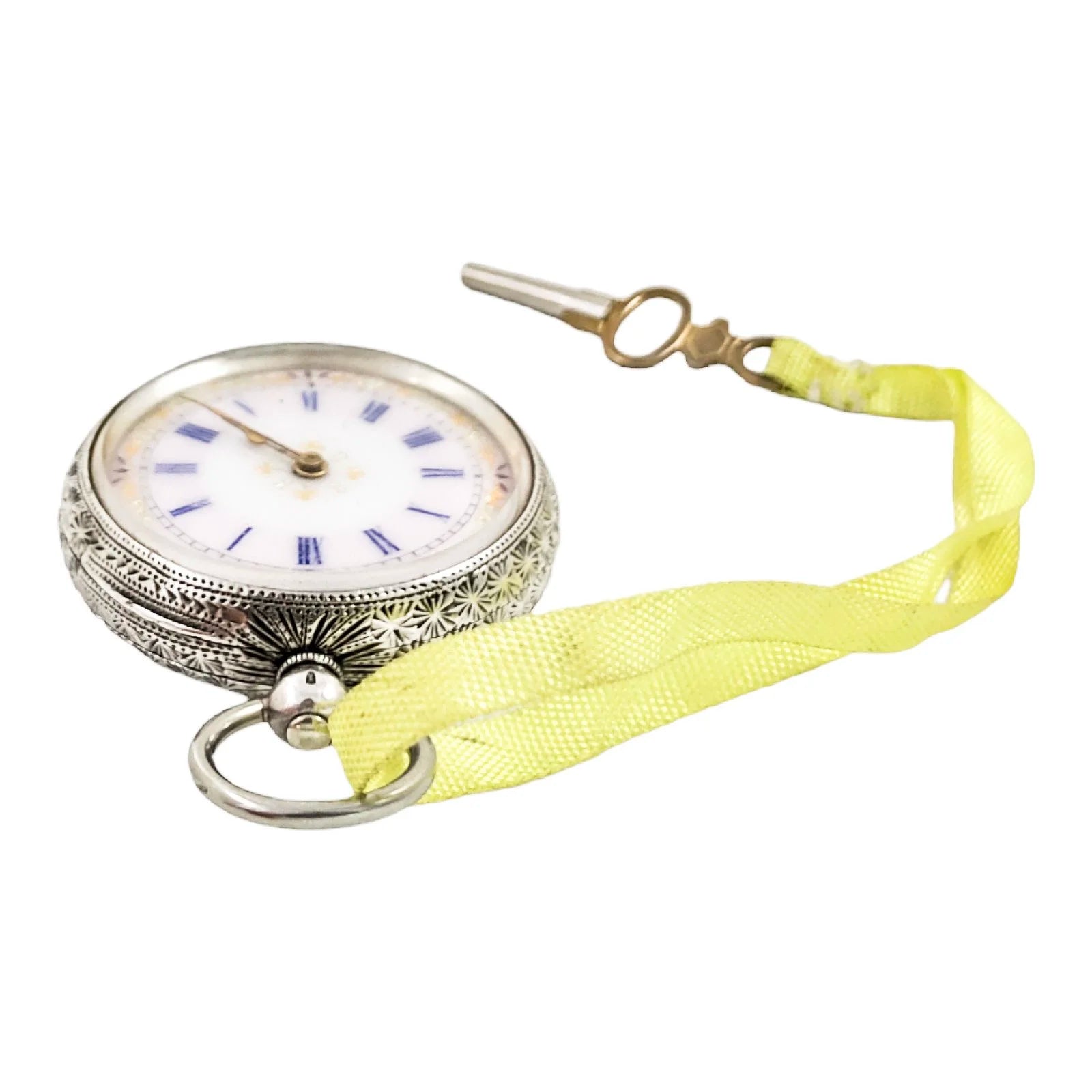 Working late 19th century Swiss 935 silver & enamel ladies pocket watch