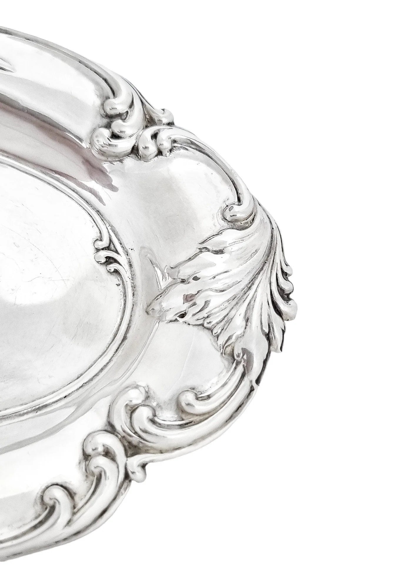 Edwardian sterling silver dressing table pin dish embossed with tulips and foliage