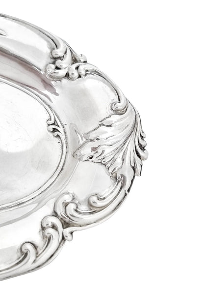 Edwardian sterling silver dressing table pin dish embossed with tulips and foliage