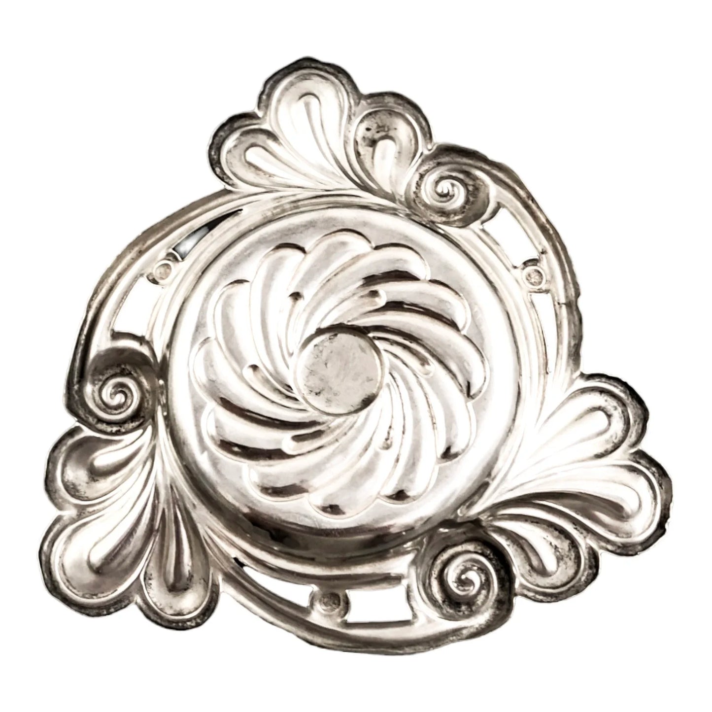 Victorian fluted round pin tray / sweetmeat dish / ashtray embossed with scrolls